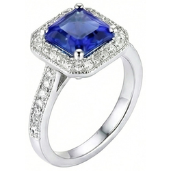 Ceylon Blue Sapphire Jewellery Natural Earth Mined Diamond Wedding Ring Gold White 4 Carats