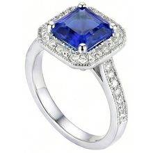 Ceylon Blue Sapphire Jewellery Natural Earth Mined Diamond Wedding Ring Gold White 4 Carats