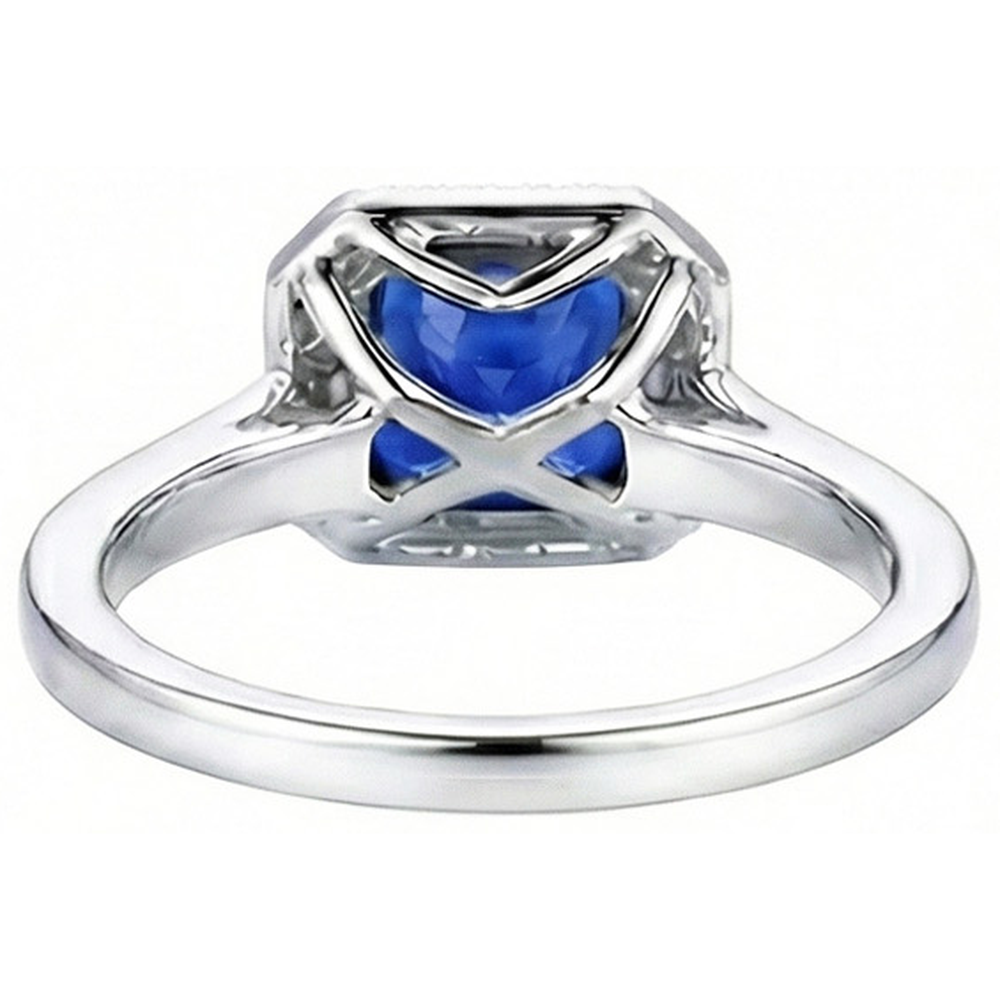 Ceylon Blue Sapphire Jewellery Natural Earth Mined Diamond Wedding Ring Gold White 4 Carats