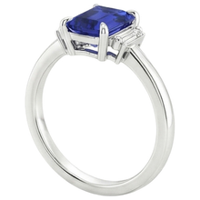 Ceylon Blue Sapphire Natural Earth Mined Diamond 3 Stone Ring 2.50 Carats Prong Set