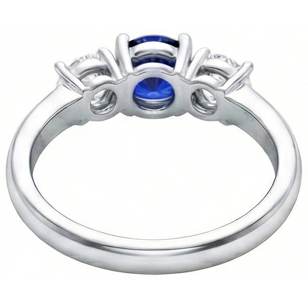 Ceylon Blue Sapphire Natural Earth Mined DIAMOND ( NOT LAB GROWN ) 3 Stone Ring White Gold 14K 3.5 Carats