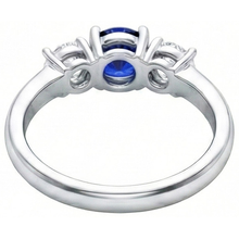 Ceylon Blue Sapphire Natural Earth Mined DIAMOND ( NOT LAB GROWN ) 3 Stone Ring White Gold 14K 3.5 Carats