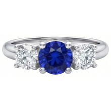 Ceylon Blue Sapphire Natural Earth Mined DIAMOND ( NOT LAB GROWN ) 3 Stone Ring White Gold 14K 3.5 Carats