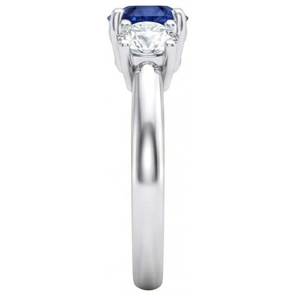 Ceylon Blue Sapphire Natural Earth Mined DIAMOND ( NOT LAB GROWN ) 3 Stone Ring White Gold 14K 3.5 Carats