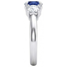 Ceylon Blue Sapphire Natural Earth Mined DIAMOND ( NOT LAB GROWN ) 3 Stone Ring White Gold 14K 3.5 Carats
