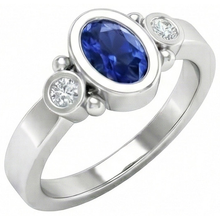 Ceylon Blue Sapphire Natural Earth Mined DIAMOND ( NOT LAB GROWN ) Ring Bezel Set 1.70 Carat White Gold 14K