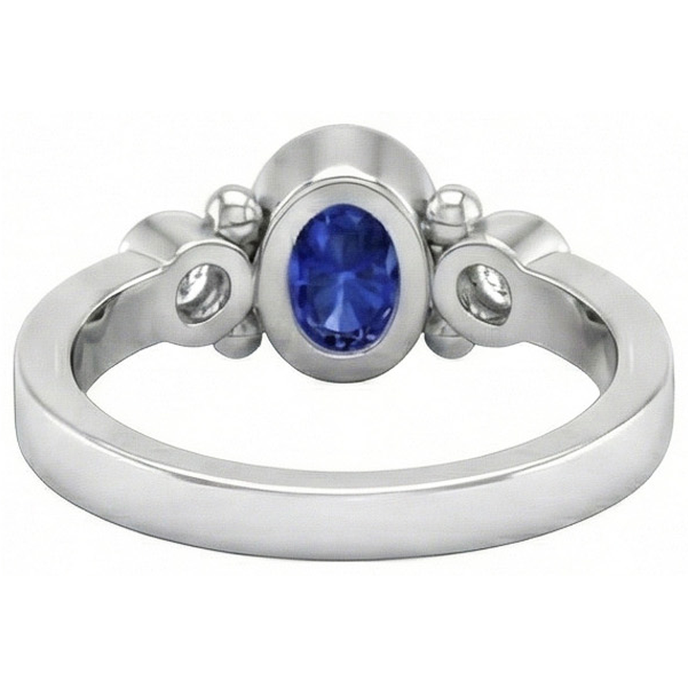 Ceylon Blue Sapphire Natural Earth Mined DIAMOND ( NOT LAB GROWN ) Ring Bezel Set 1.70 Carat White Gold 14K