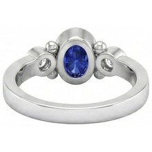 Ceylon Blue Sapphire Natural Earth Mined DIAMOND ( NOT LAB GROWN ) Ring Bezel Set 1.70 Carat White Gold 14K
