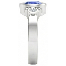 Ceylon Blue Sapphire Natural Earth Mined DIAMOND ( NOT LAB GROWN ) Ring Bezel Set 1.70 Carat White Gold 14K