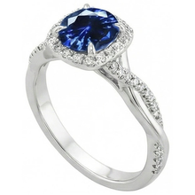 Ceylon Blue Sapphire Natural Earth Mined Diamonds 3 Carats Wedding Ring White Gold 14K