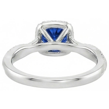 Ceylon Blue Sapphire Natural Earth Mined Diamonds 3 Carats Wedding Ring White Gold 14K