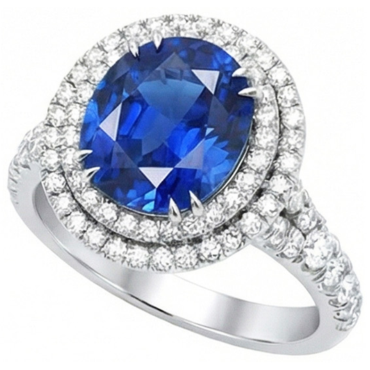 natural round sapphire 4.40ct ring side angle