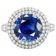 natural round sapphire 4.40ct ring front view