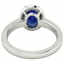 natural round sapphire 4ct ring on white background
