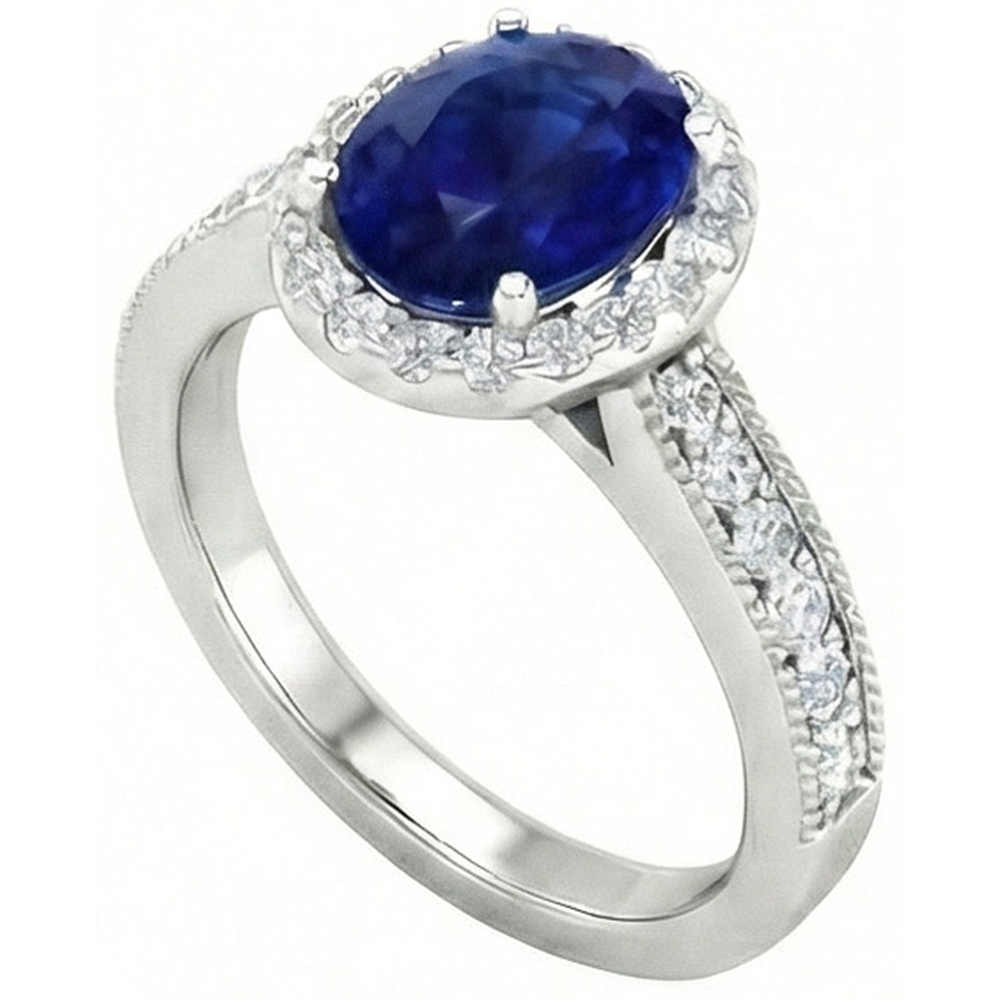 natural round sapphire 4ct ring front view