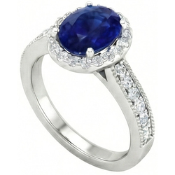 Natural Sapphire Ring 4ct - White Gold 14K