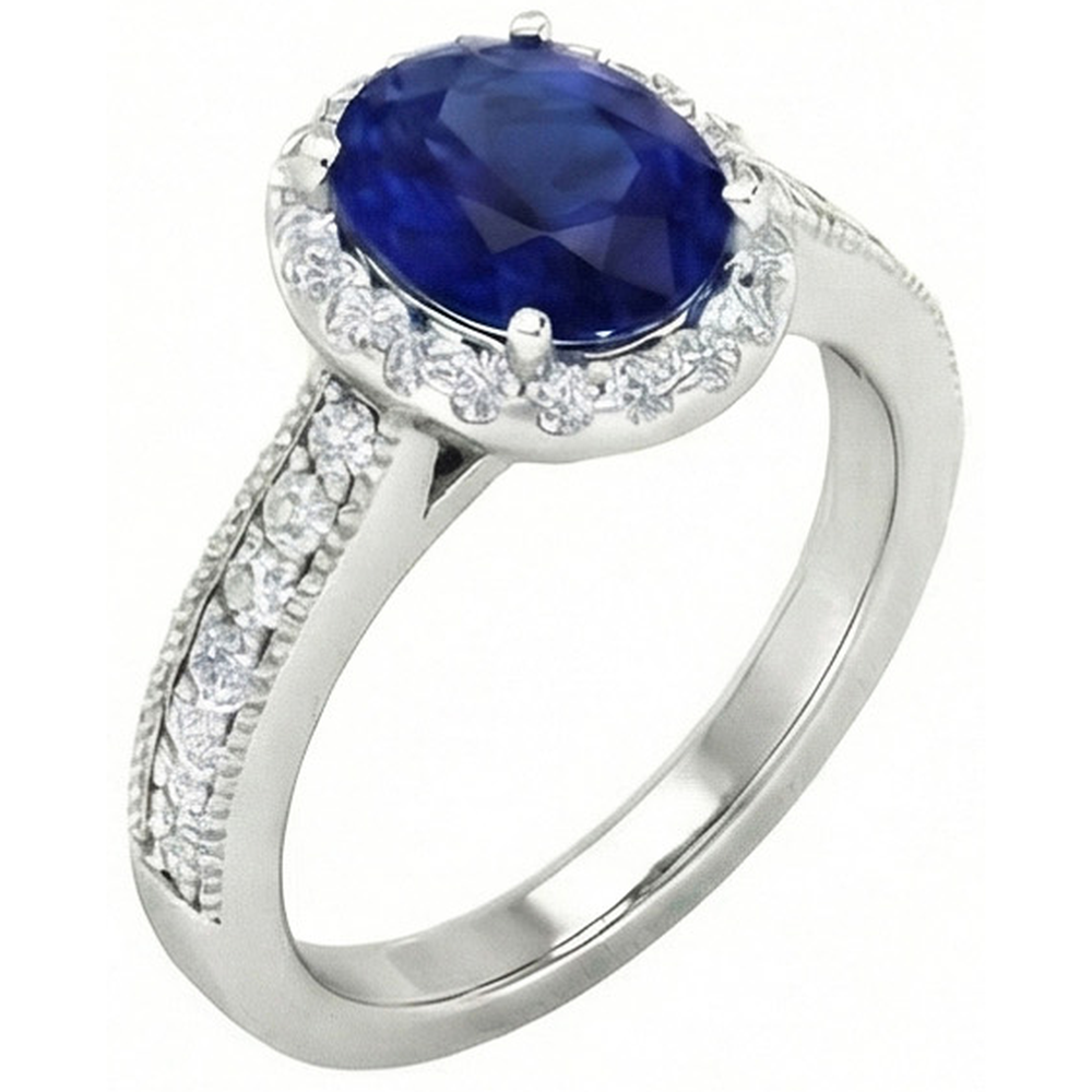 natural round sapphire 4ct ring side angle