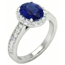natural round sapphire 4ct ring side angle