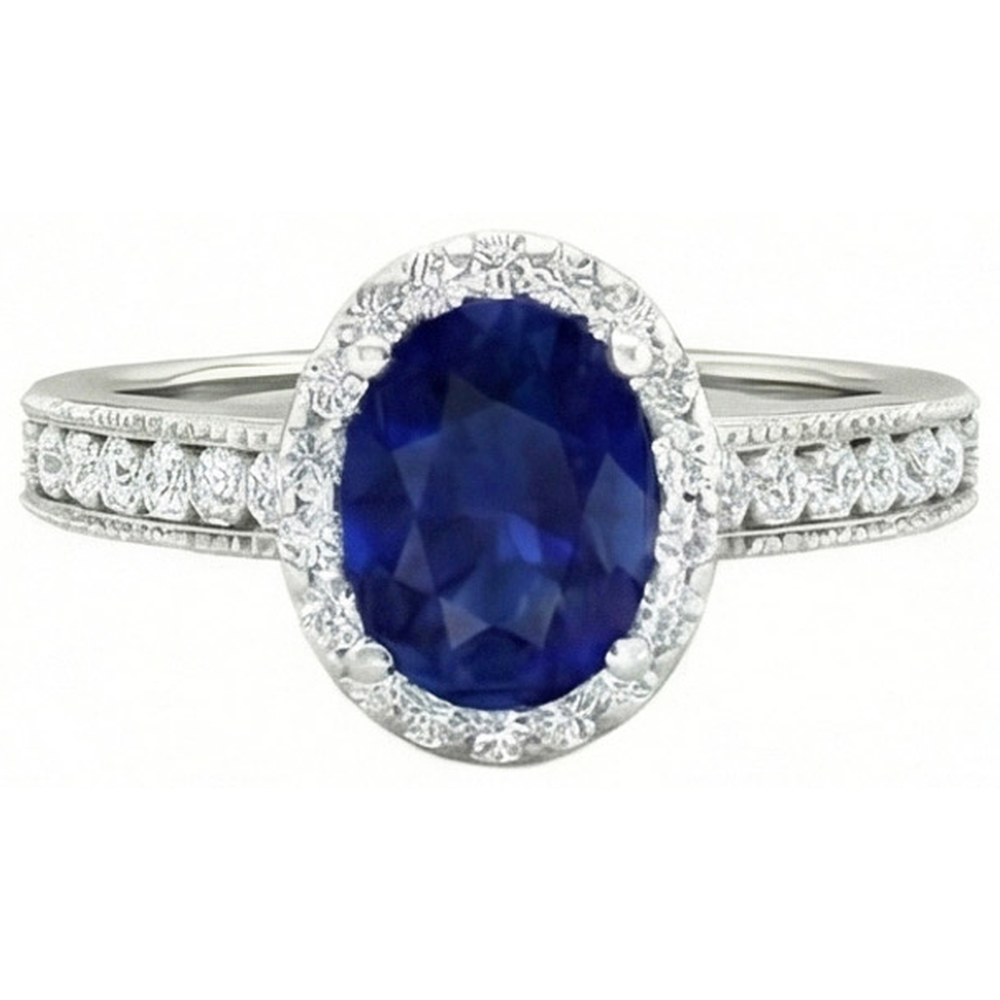 natural round sapphire 4ct ring close up detail