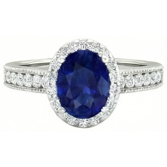 natural round sapphire 4ct ring close up detail