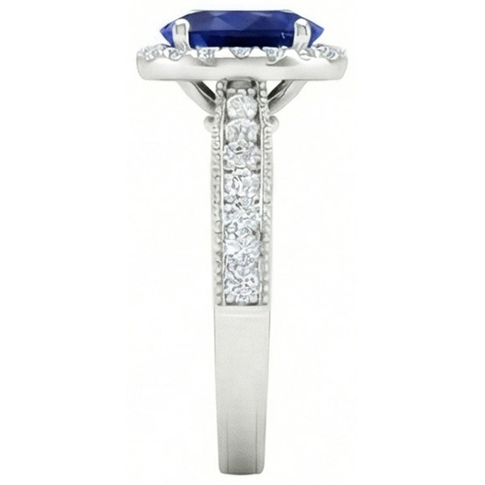 natural round sapphire 4ct ring profile view