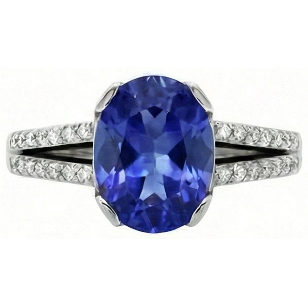 natural round sapphire 3.75ct ring front view