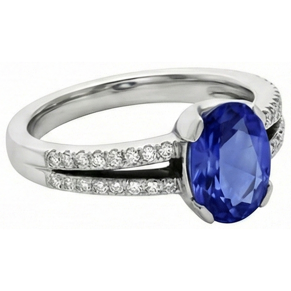 natural round sapphire 3.75ct ring close up detail