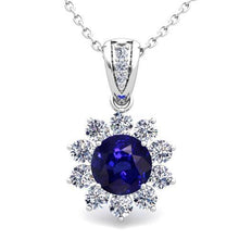 Ceylon Blue Sapphire Pendant White Gold 14K Diamond Jewelry 3 Ct.