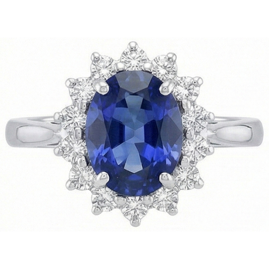 Ceylon Blue Sapphire Ring 4.70 Carat Natural Earth Mined Diamond Jewellery