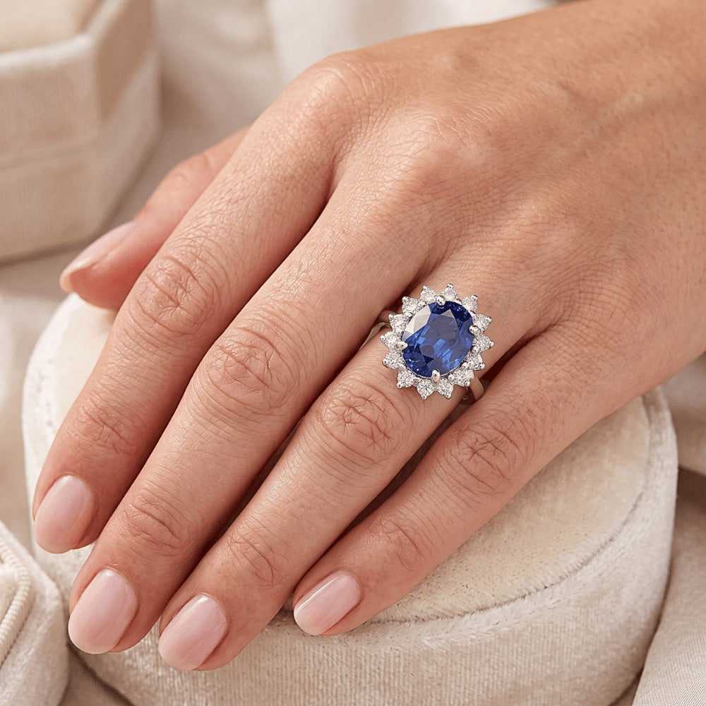 Ceylon Blue Sapphire Ring 4.70 Carat Natural Earth Mined Diamond Jewellery