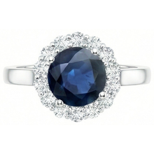 Ceylon Blue Sapphire Ring Round Natural Earth Mined DIAMOND ( NOT LAB GROWN ) 2.45 Carats White Gold 14K
