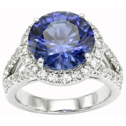 Ceylon Blue Sapphire Round Cut Natural Earth Mined Diamond Ring Gold Jewellery