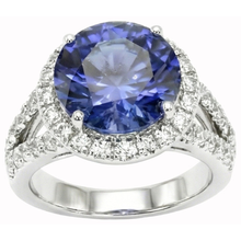 Ceylon Blue Sapphire Round Cut Natural Earth Mined Diamond Ring Gold Jewellery