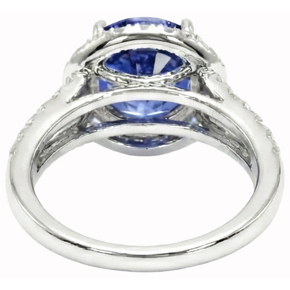 Ceylon Blue Sapphire Round Cut Natural Earth Mined Diamond Ring Gold Jewellery