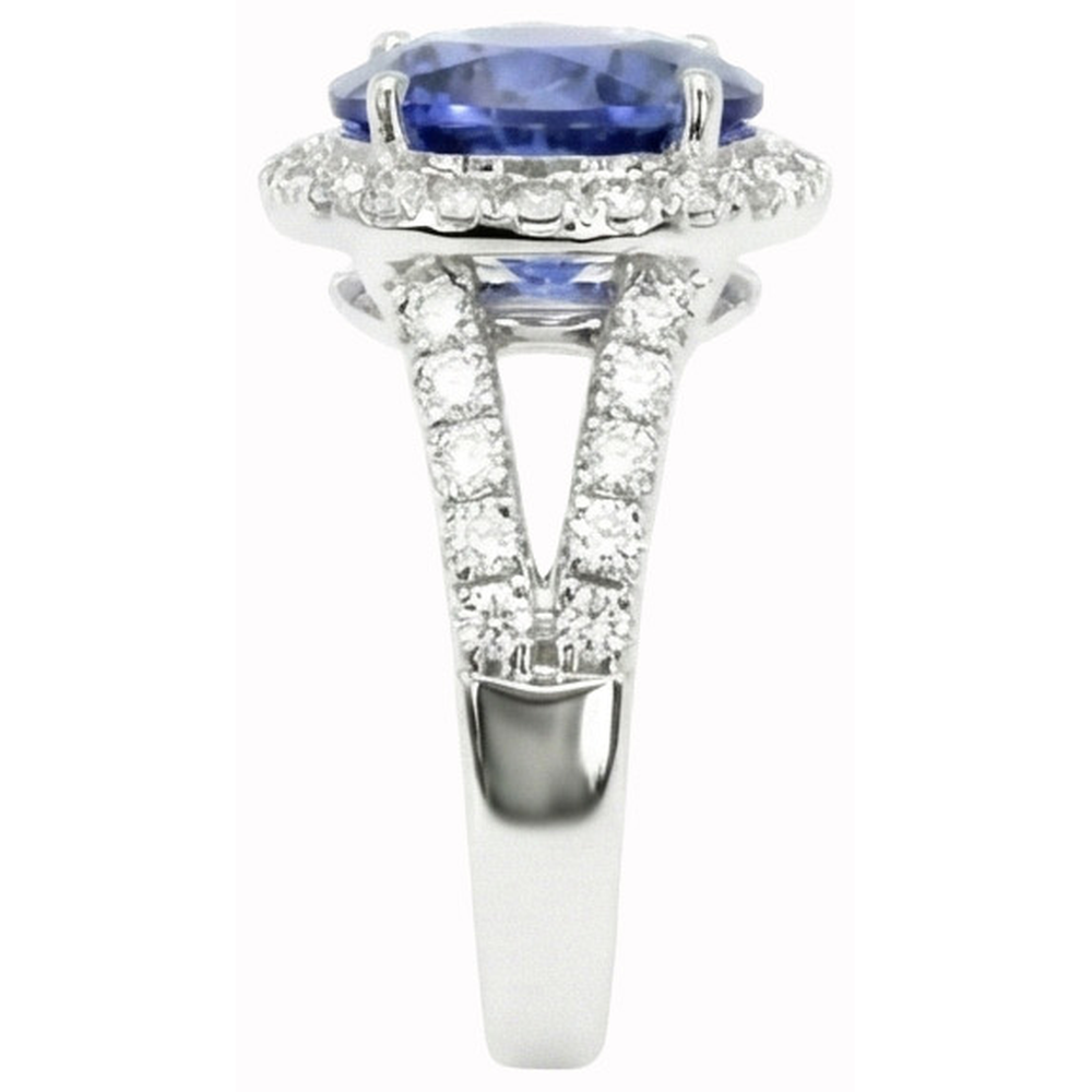 Ceylon Blue Sapphire Round Cut Natural Earth Mined Diamond Ring Gold Jewellery