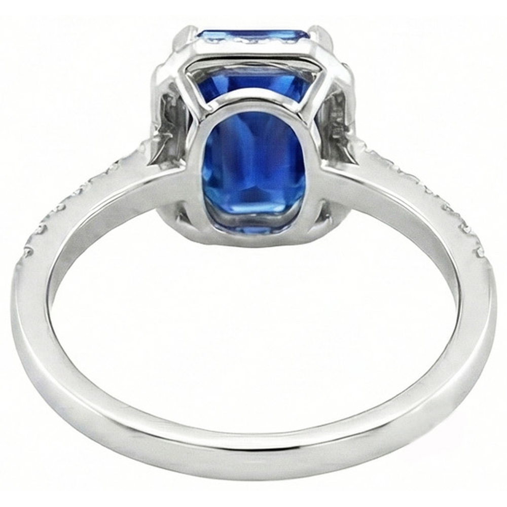 Ceylon Blue Sapphire With Natural Earth Mined DIAMOND ( NOT LAB GROWN )s Ring 3.50 Ct White Gold 14K
