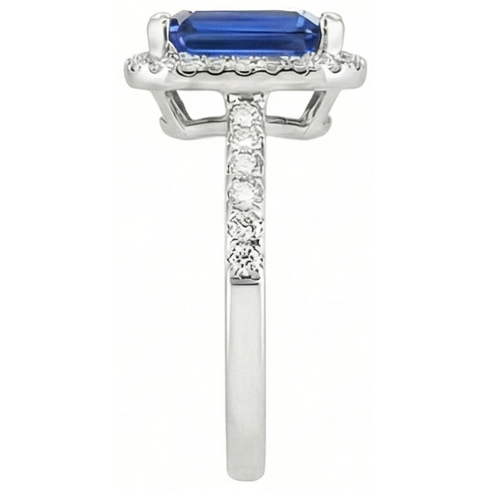 Ceylon Blue Sapphire With Natural Earth Mined DIAMOND ( NOT LAB GROWN )s Ring 3.50 Ct White Gold 14K