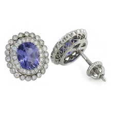 Ceylon Color Sapphire With IGI CERTIFIED Diamond 4.38 Carats Stud Earrings White Gold 14K