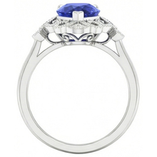 Royal Blue Sapphire Precious Stone Ring 2-ct 14K White Gold – top view