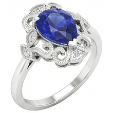 Earth-Mined Royal Blue Sapphire Precious Stone Ring – front view