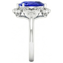 Earth-Mined Royal Blue Sapphire Precious Stone Ring 2 ct 14K White Gold – profile view