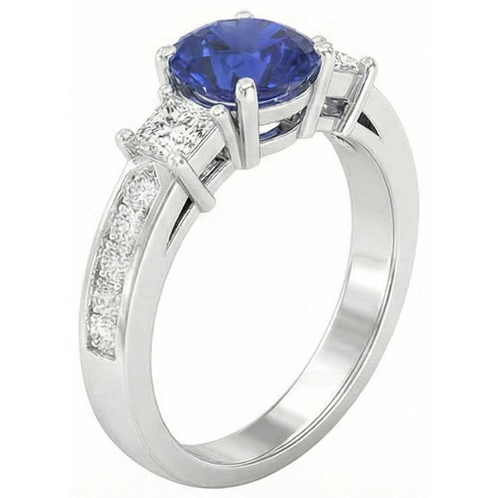 Ceylon Royal Blue Sapphire Natural Earth Mined Diamond Ring