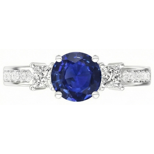 Ceylon Royal Blue Sapphire Natural Earth Mined Diamond Ring