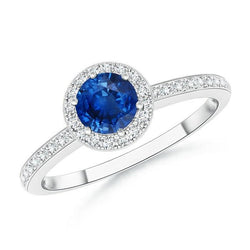 Ceylon Sapphire 2 Carat Halo Ring