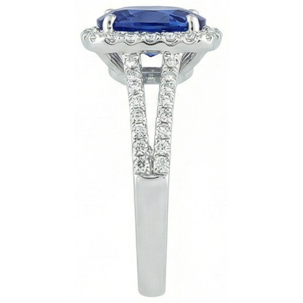 Ceylon Sapphire 3.25 Carats Anniversary Ring White Gold 14K