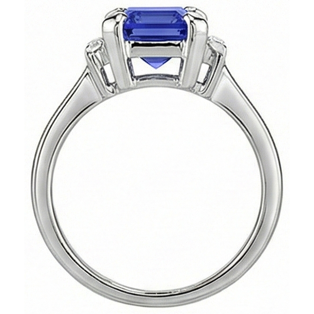natural emerald sapphire 2.50ct ring profile view