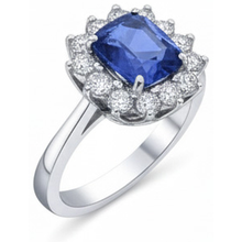 Ceylon Sapphire 4.25 Carat Natural Earth Mined Diamonds Ring White Gold 14K
