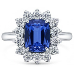 Ceylon Sapphire 4.25 Carat Natural Earth Mined Diamonds Ring White Gold 14K