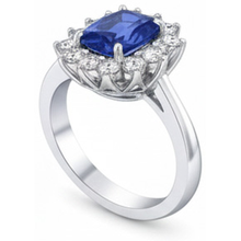 Ceylon Sapphire 4.25 Carat Natural Earth Mined Diamonds Ring White Gold 14K