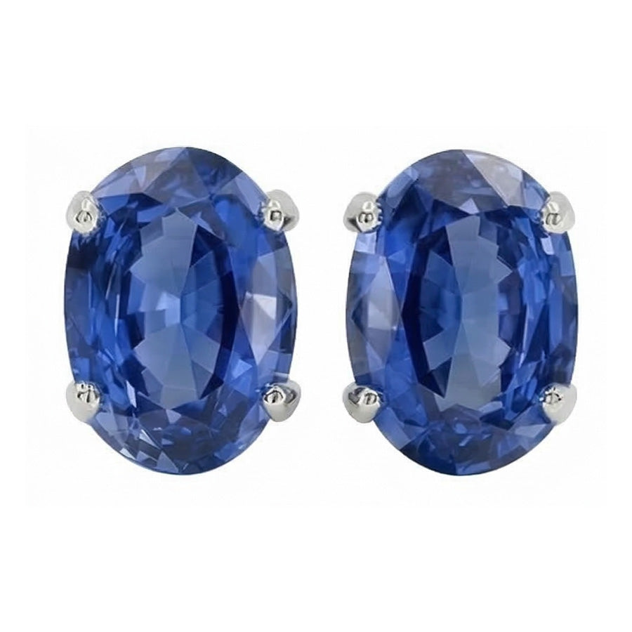 Ceylon Sapphire 8 Ct. Studs Post Pair Earring White Gold 14K Jewellery